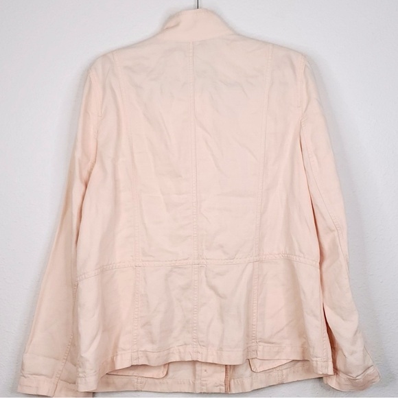Talbots Utility Jacket Linen Blend Zip Front Pockets Light Pink Womens 16 - Picture 2 of 9